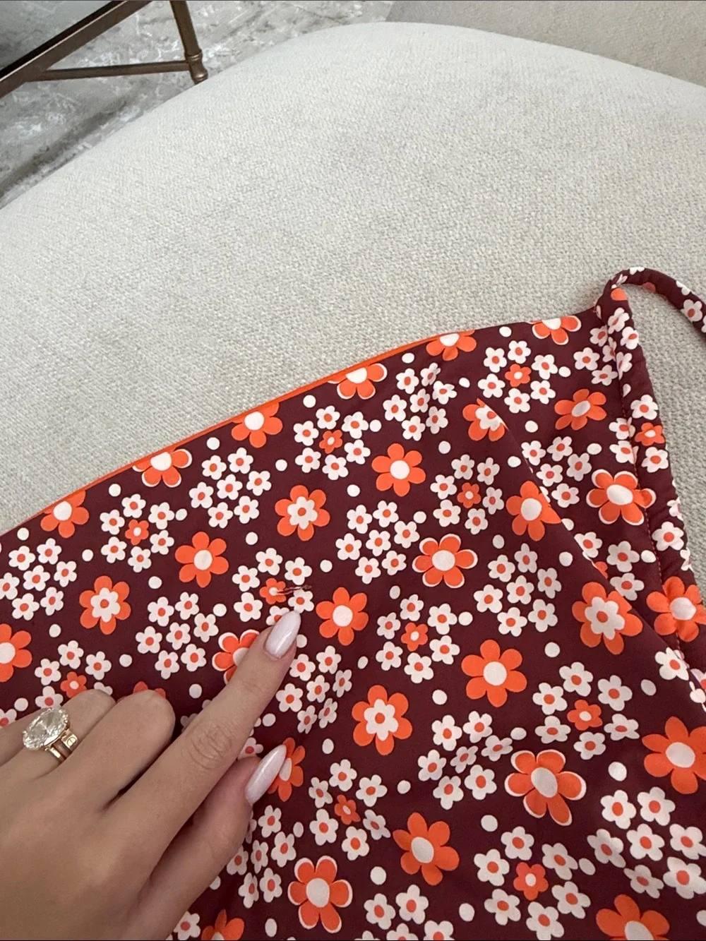 Frankies Bikinis - Indy Floral Halter Bikini Top - Brown Buttercup